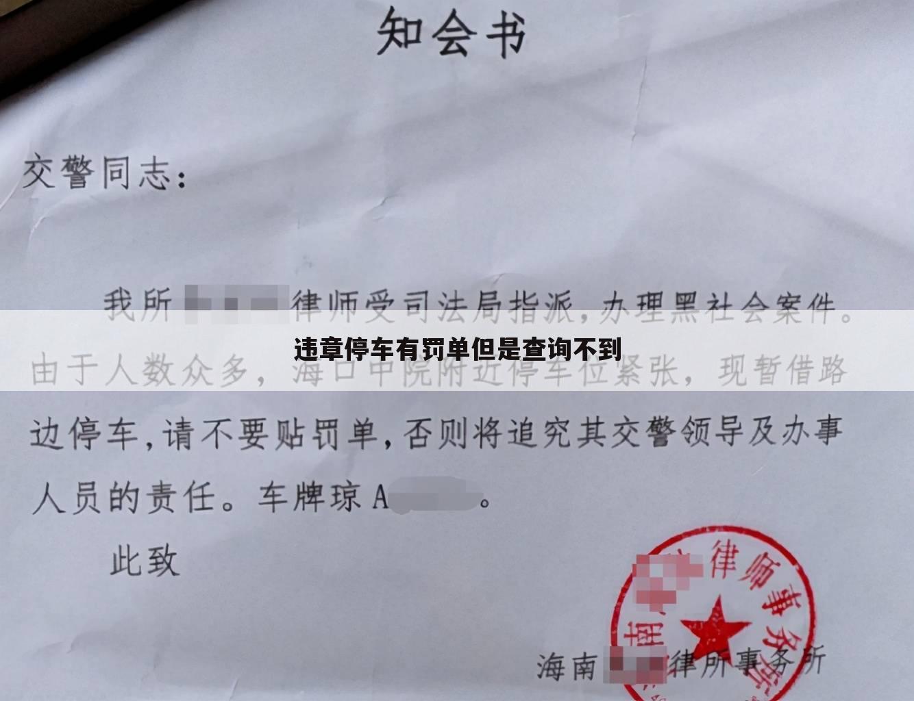 违章停车有罚单但是查询不到