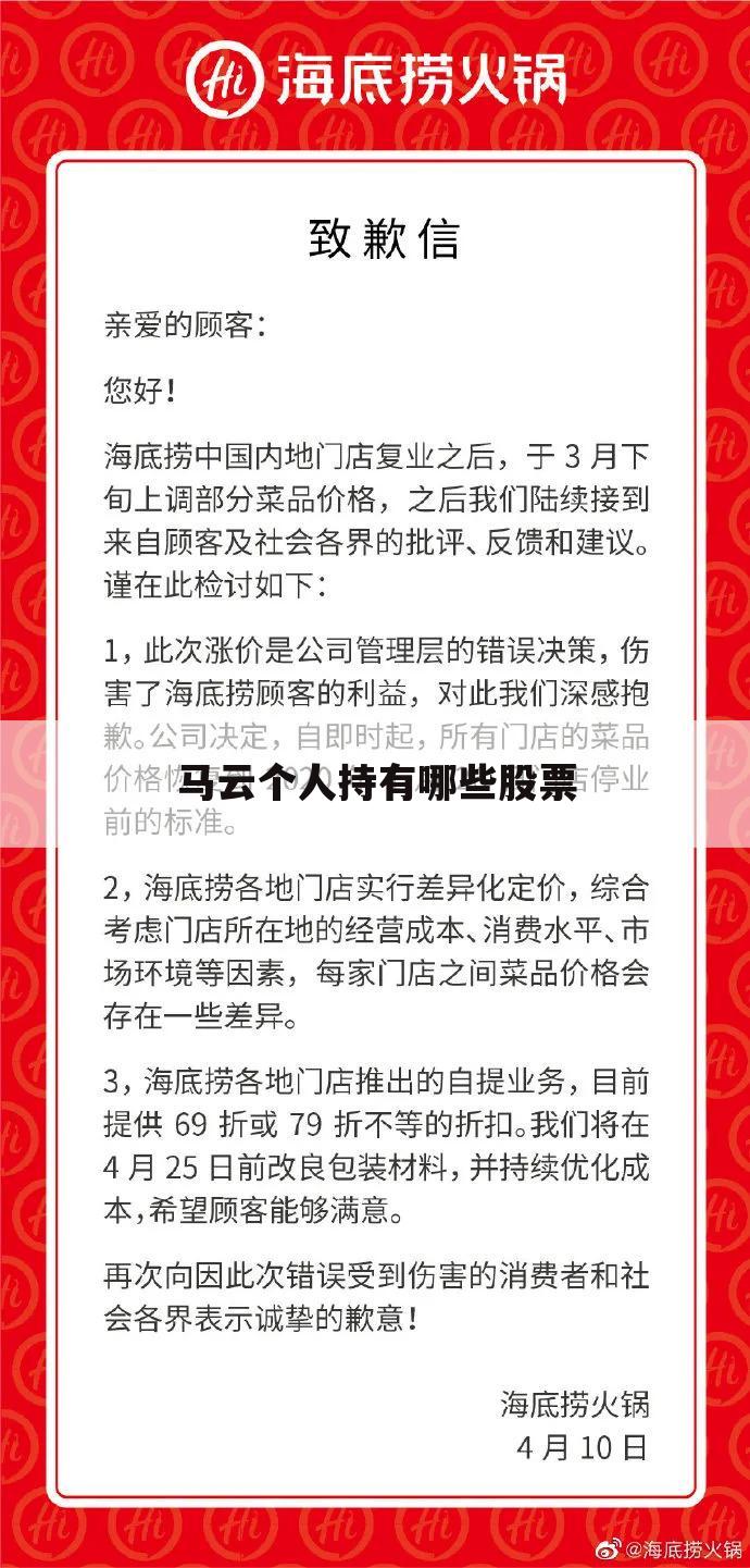 马云个人持有哪些股票