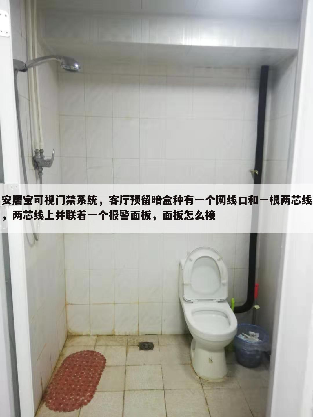 安居宝可视门禁系统,客厅预留暗盒种有一个网线口和一根两芯线,两芯线上并联着一个报警面板,面板怎么接