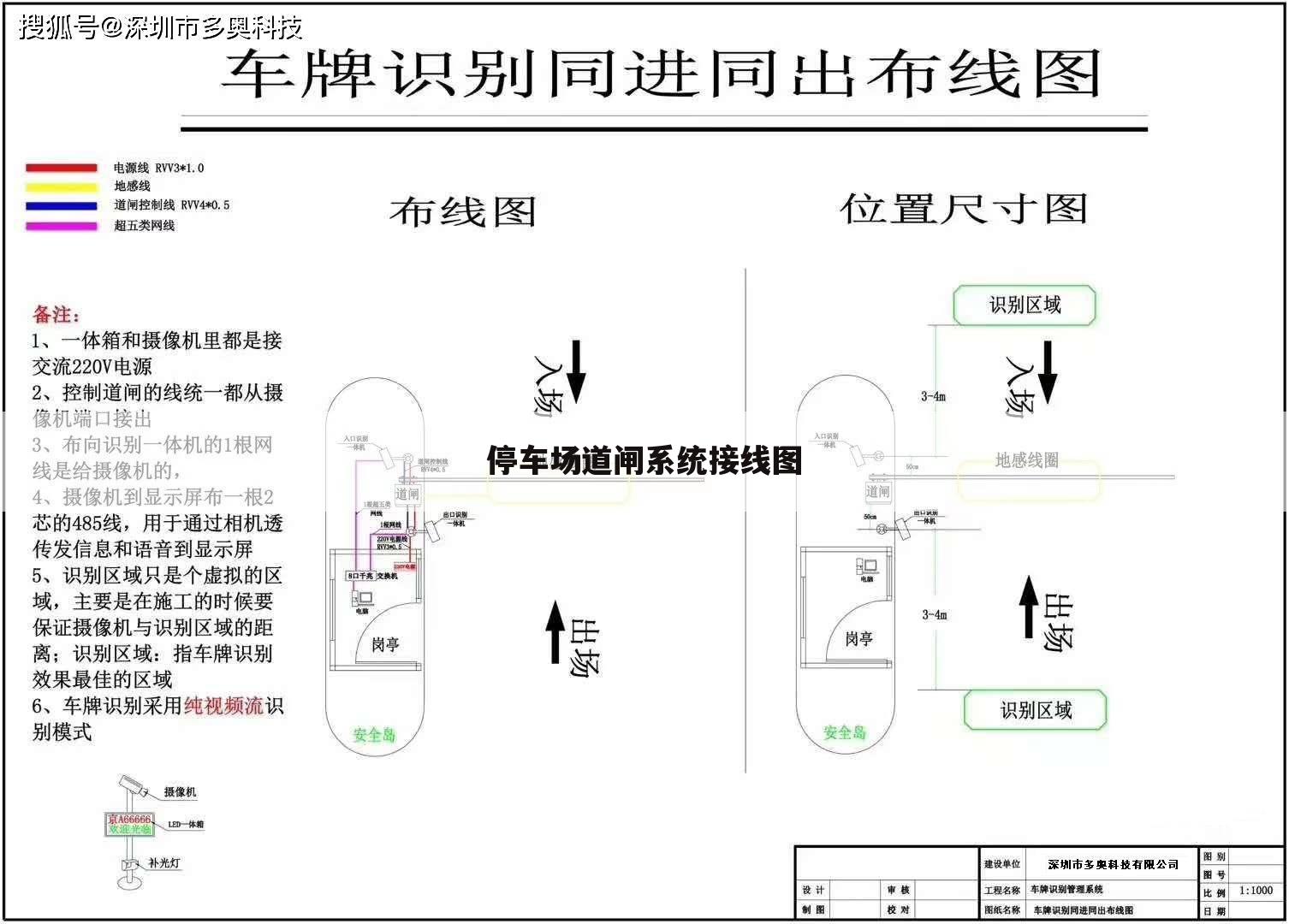 停车场道闸系统接线图