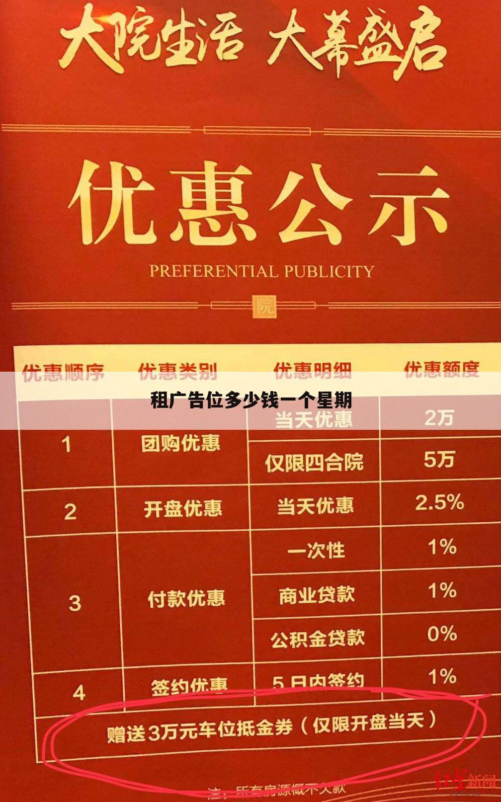 租广告位多少钱一个星期