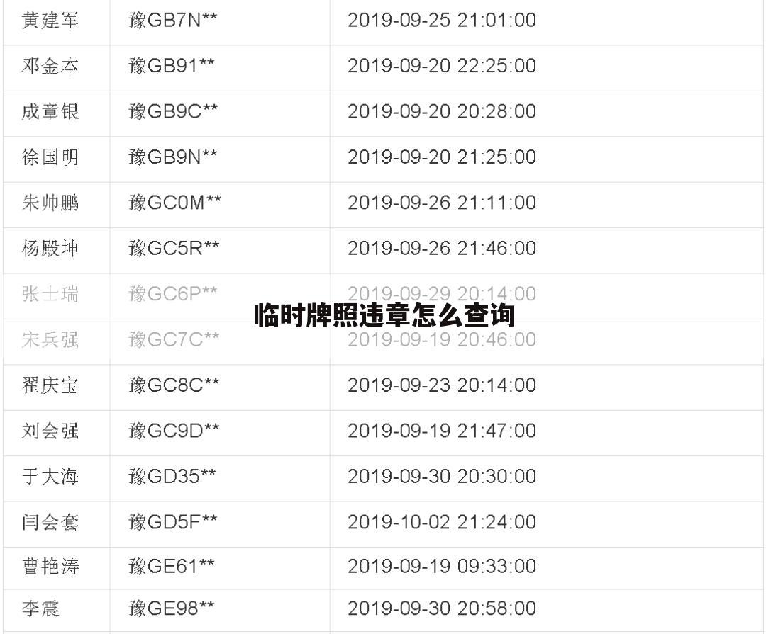 临时牌照违章怎么查询