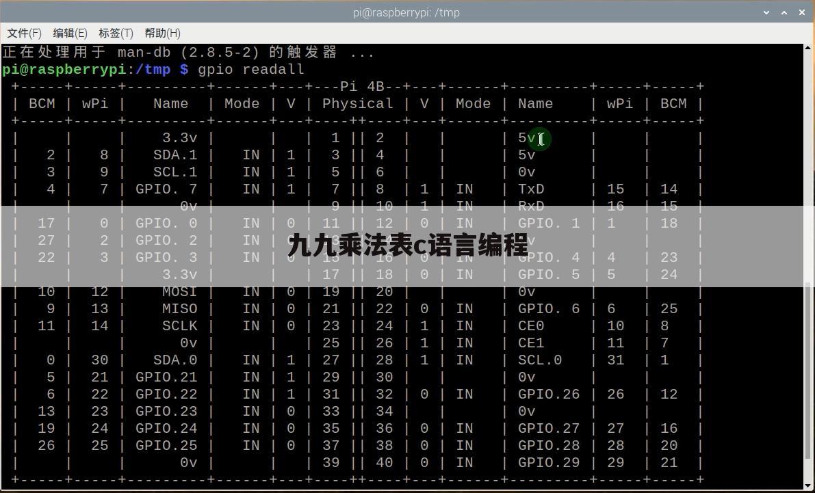 九九乘法表c语言编程