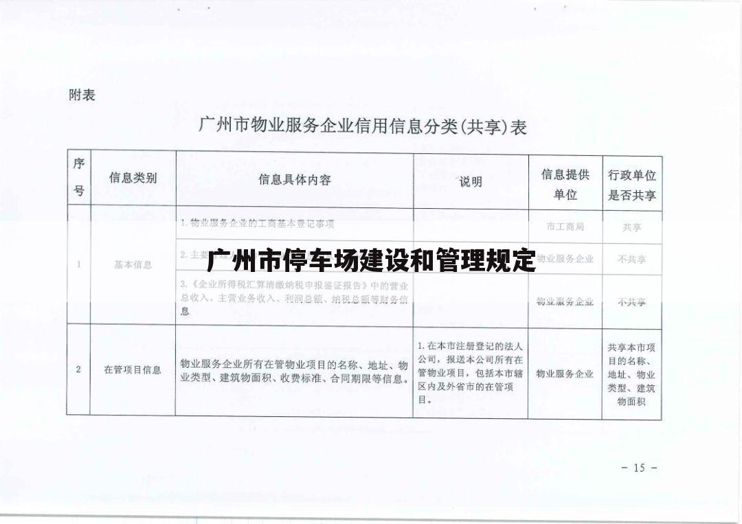 广州市停车场建设和管理规定