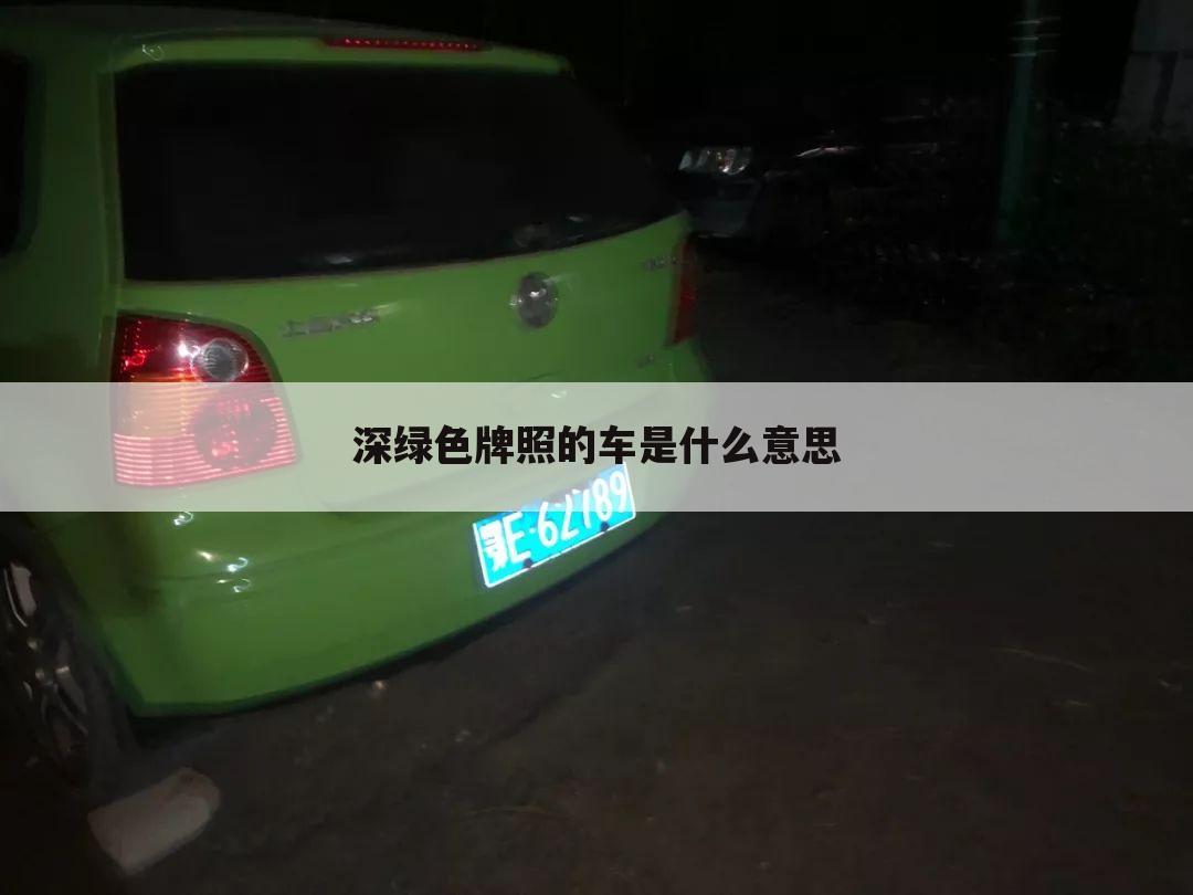 深绿色牌照的车是什么意思