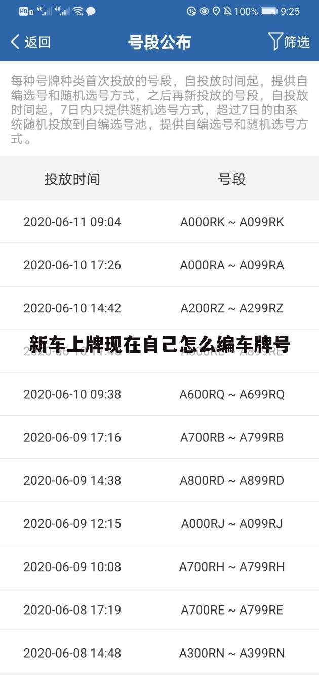 新车上牌现在自己怎么编车牌号