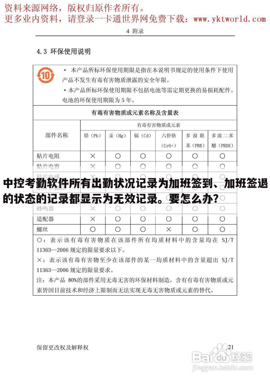 中控考勤软件所有出勤状况记录为加班签到、加班签退的状态的记录都显示为无效记录。要怎么办?