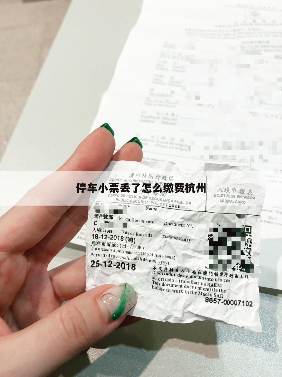 停车小票丢了怎么缴费杭州