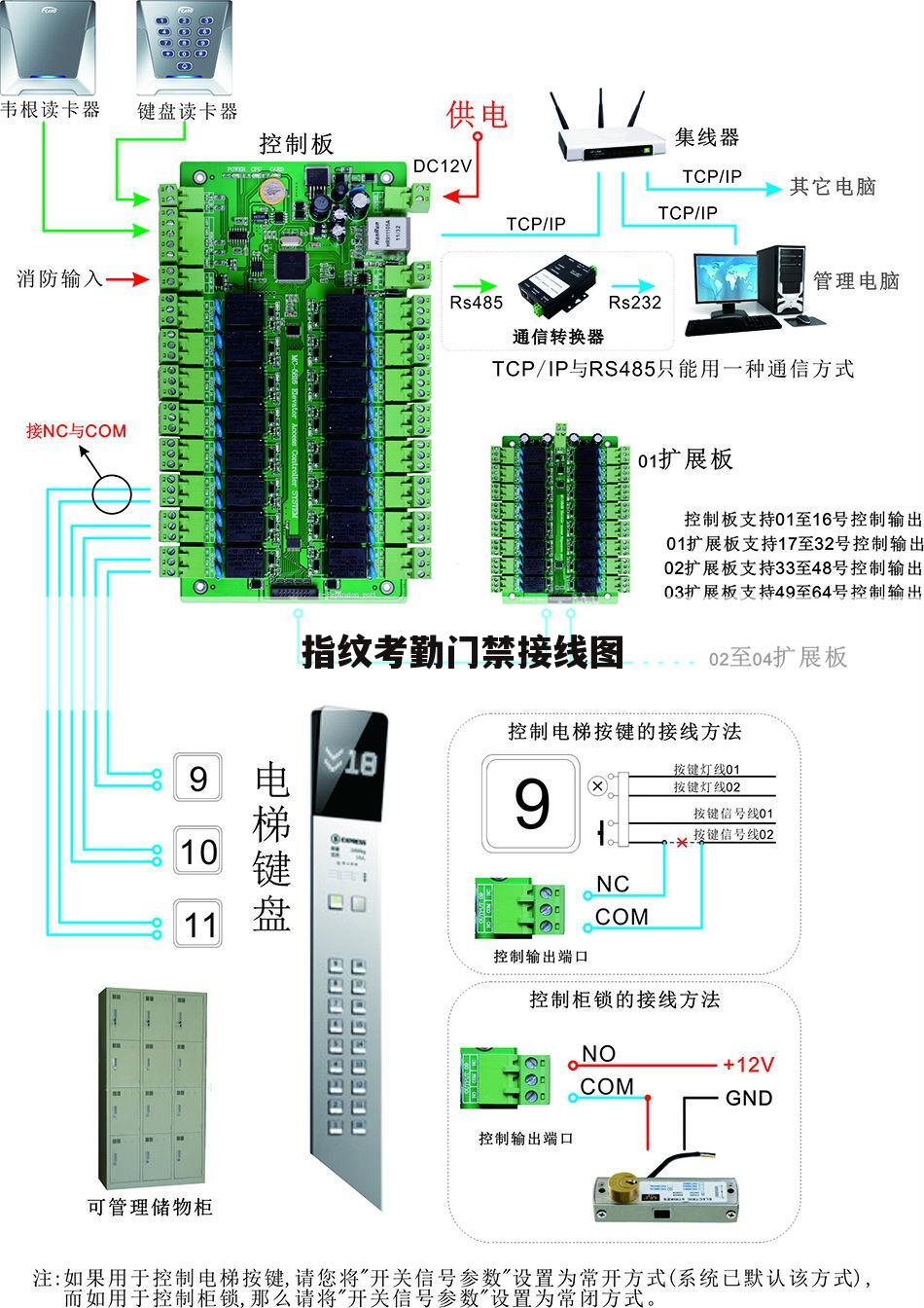 指纹考勤门禁接线图