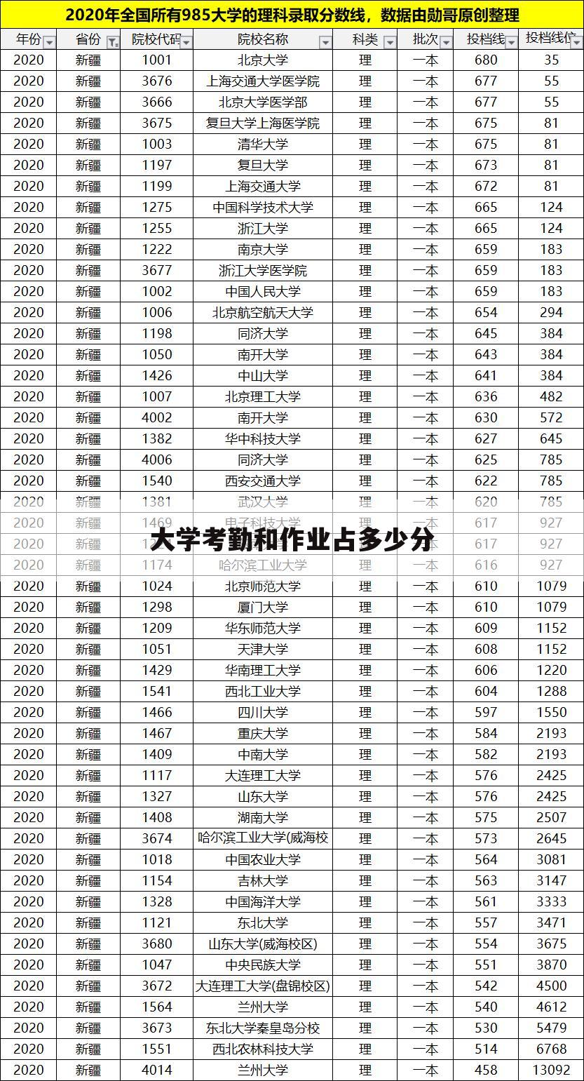 大学考勤和作业占多少分