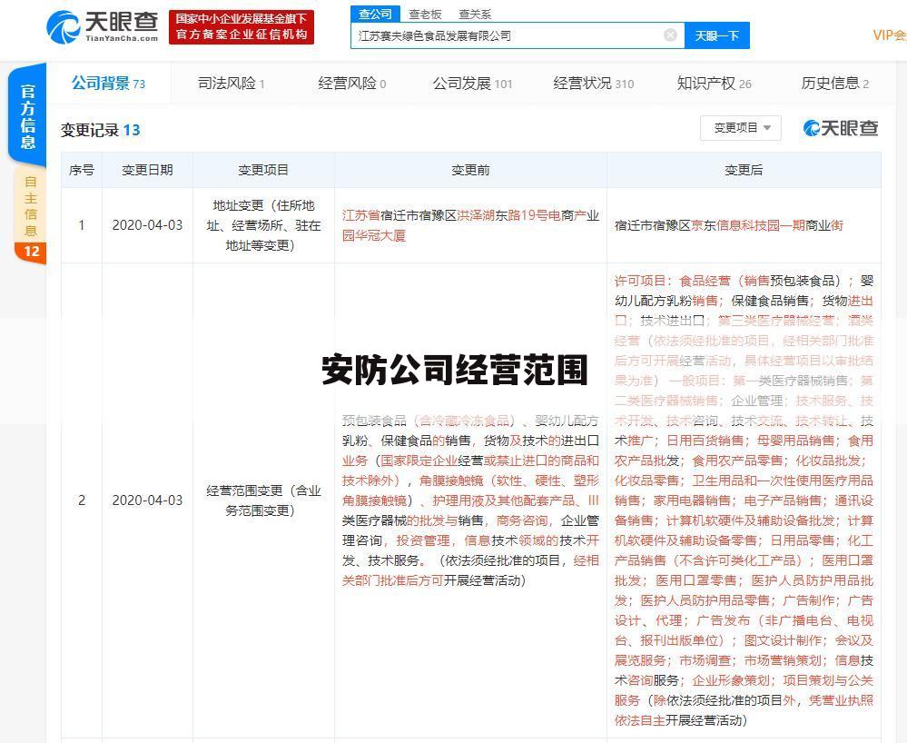 安防公司经营范围
