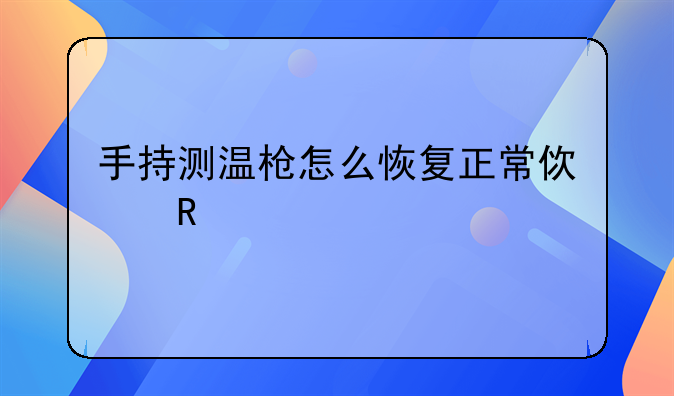 手持测温枪怎么恢复正常使用