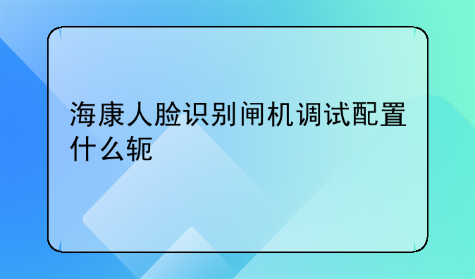 海康人脸识别闸机调试配置什么软件